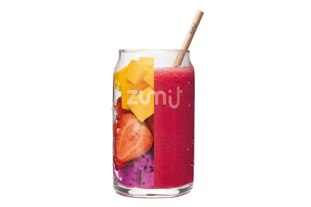 Smoothie Dragon Fruit Mix by Zumit- Caixa com 20 unidades de manga, pitaya e morango